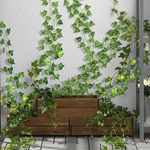 CQURE 14 Pack Artificial Ivy Garland 98 Ft UV Resistant Leaves