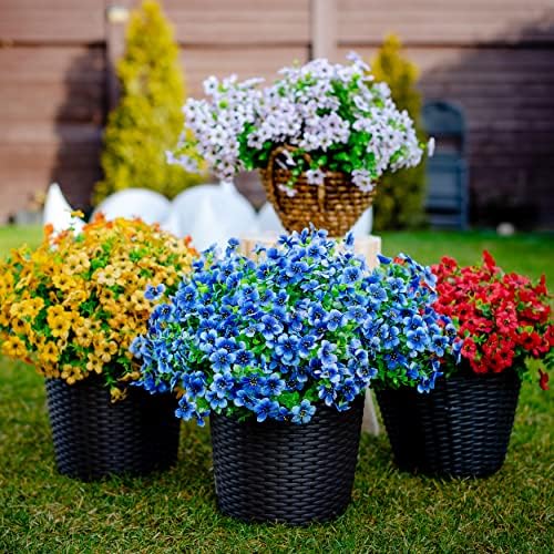 16 Bundle Artificial Flowers for Outdoor Decoration Blue