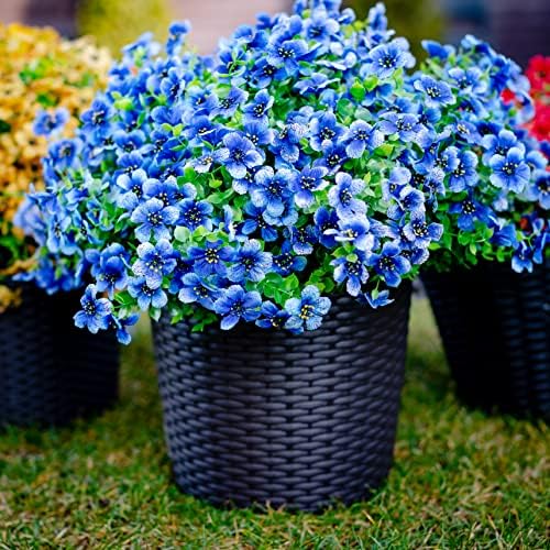 16 Bundle Artificial Flowers for Outdoor Decoration Blue