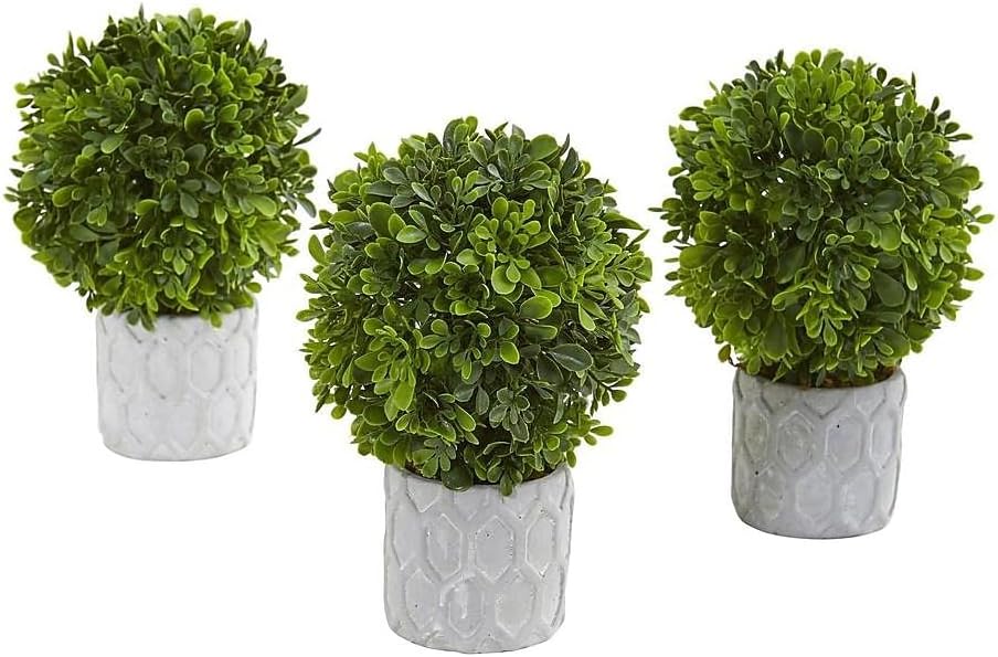 Nearly Natural 9in Boxwood Artificial Mini Topiary Set of 3
