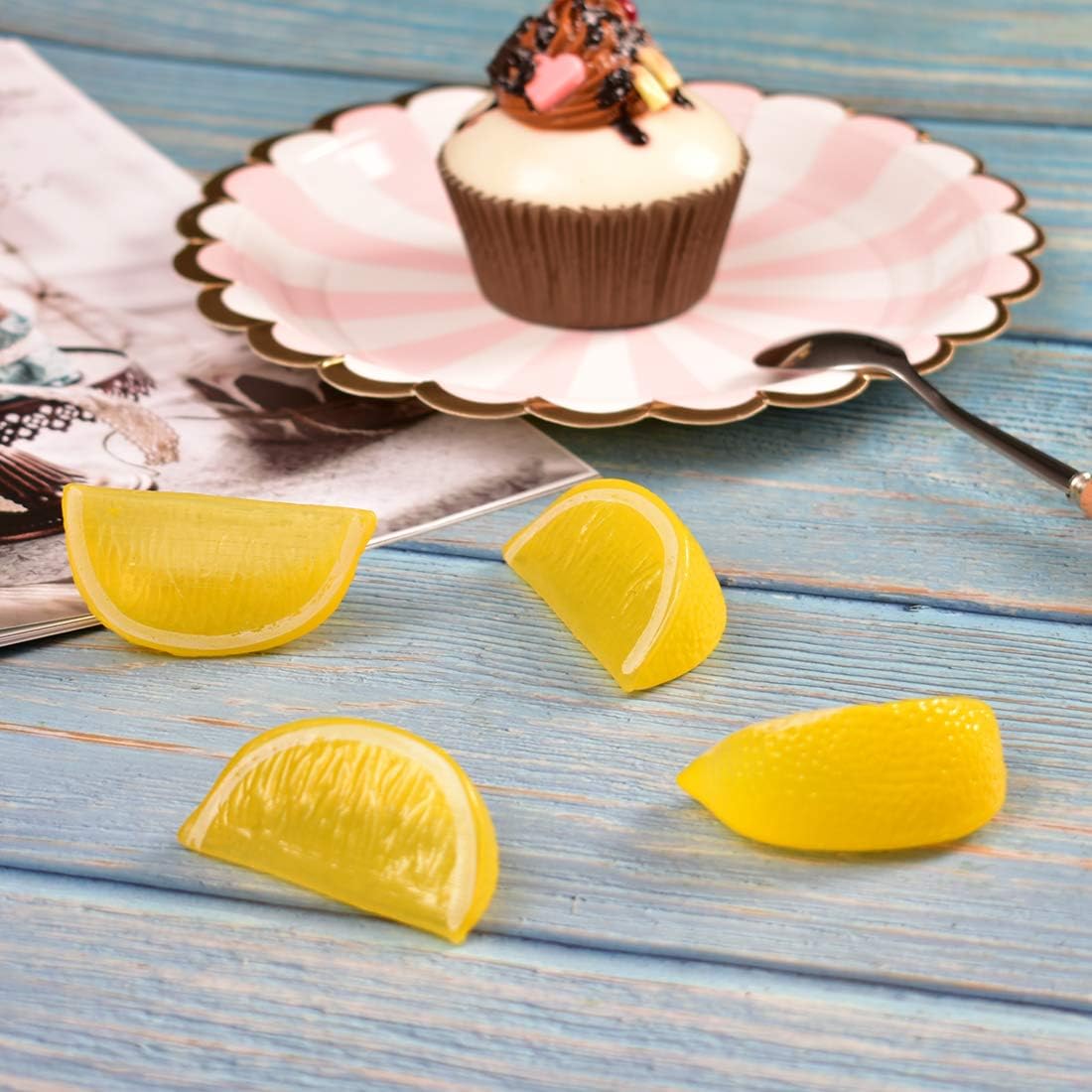 Hagao Fake Lemon Artificial Fruit Wedge 10pcs Yellow Block