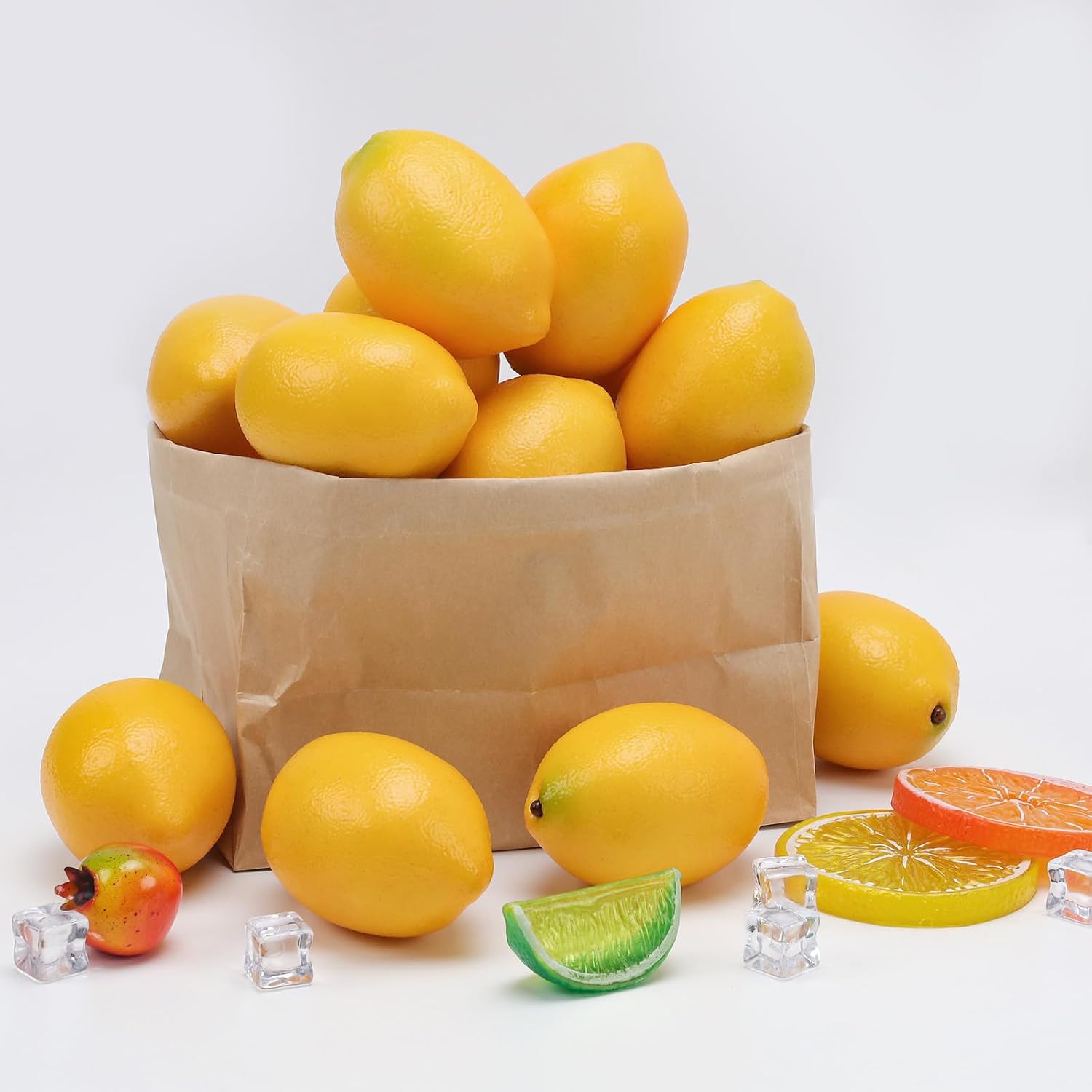 Gresorth 8pcs Artificial Lifelike Yellow Lemon Decor