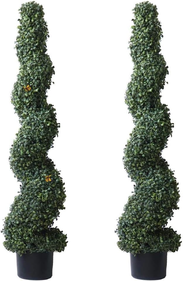 ALL SEASON GREEN 4 Spiral Boxwood Topiary Set of 2
