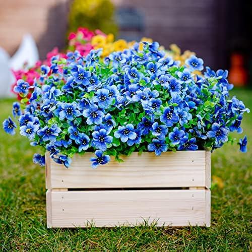 16 Bundle Artificial Flowers for Outdoor Decoration Blue