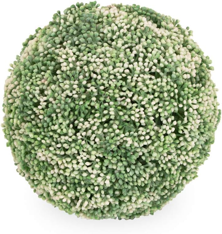 Boston International Artificial Topiary Plant Ball 7 Inches White Floral Mulberry