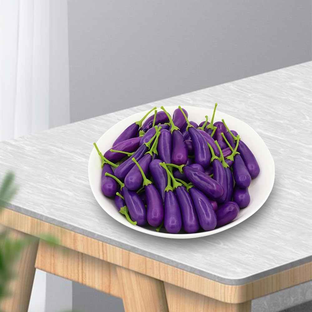 60 PCS Fake Eggplant Mini Artificial Vegetables Decor