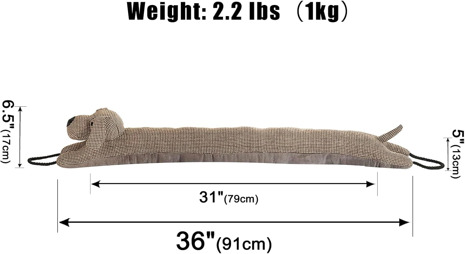Marwood 36 Inch Decorative Snake Draft Stopper - Brown Dog