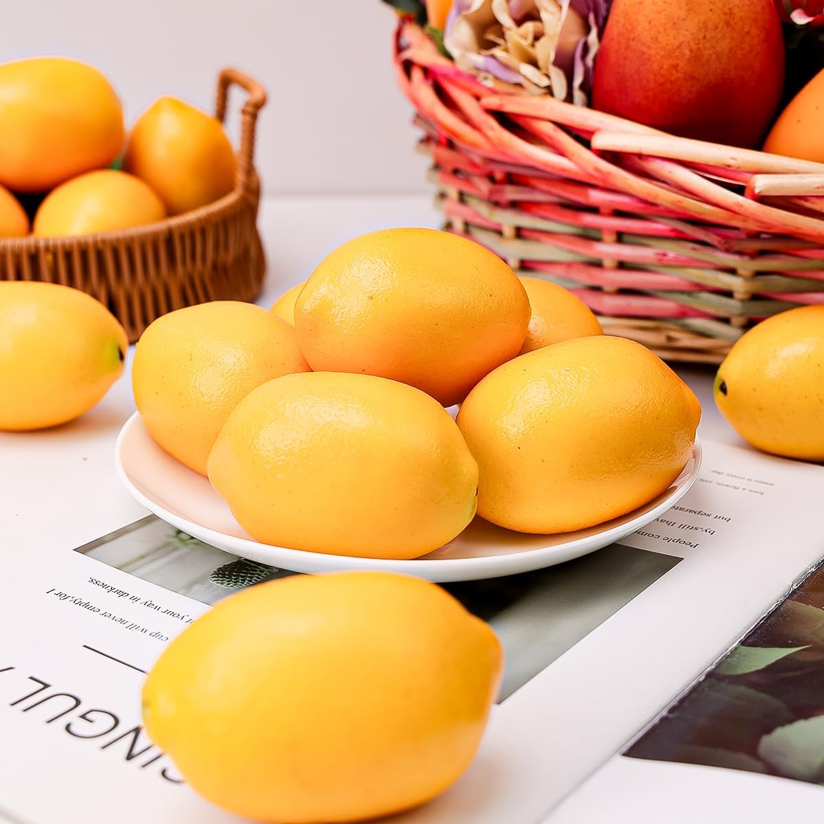 Gresorth 8pcs Artificial Lifelike Yellow Lemon Decor
