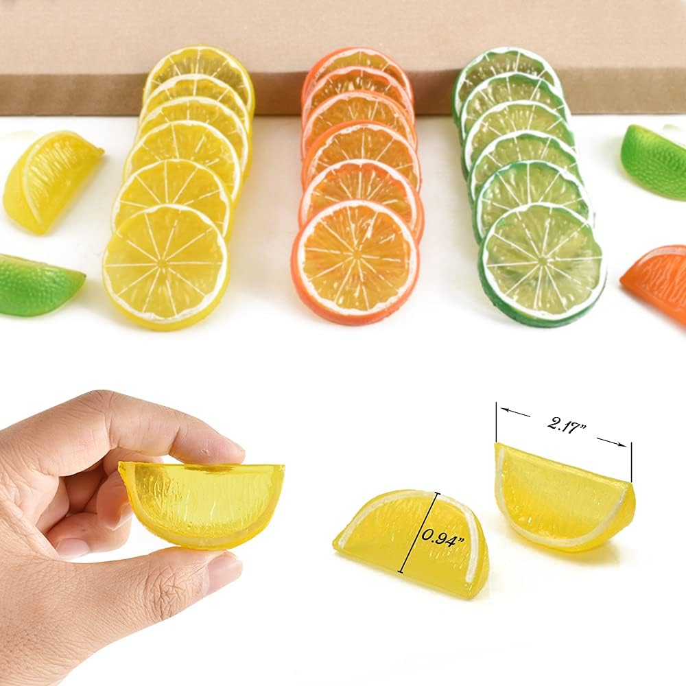 Hagao Fake Lemon Artificial Fruit Wedge 10pcs Yellow Block