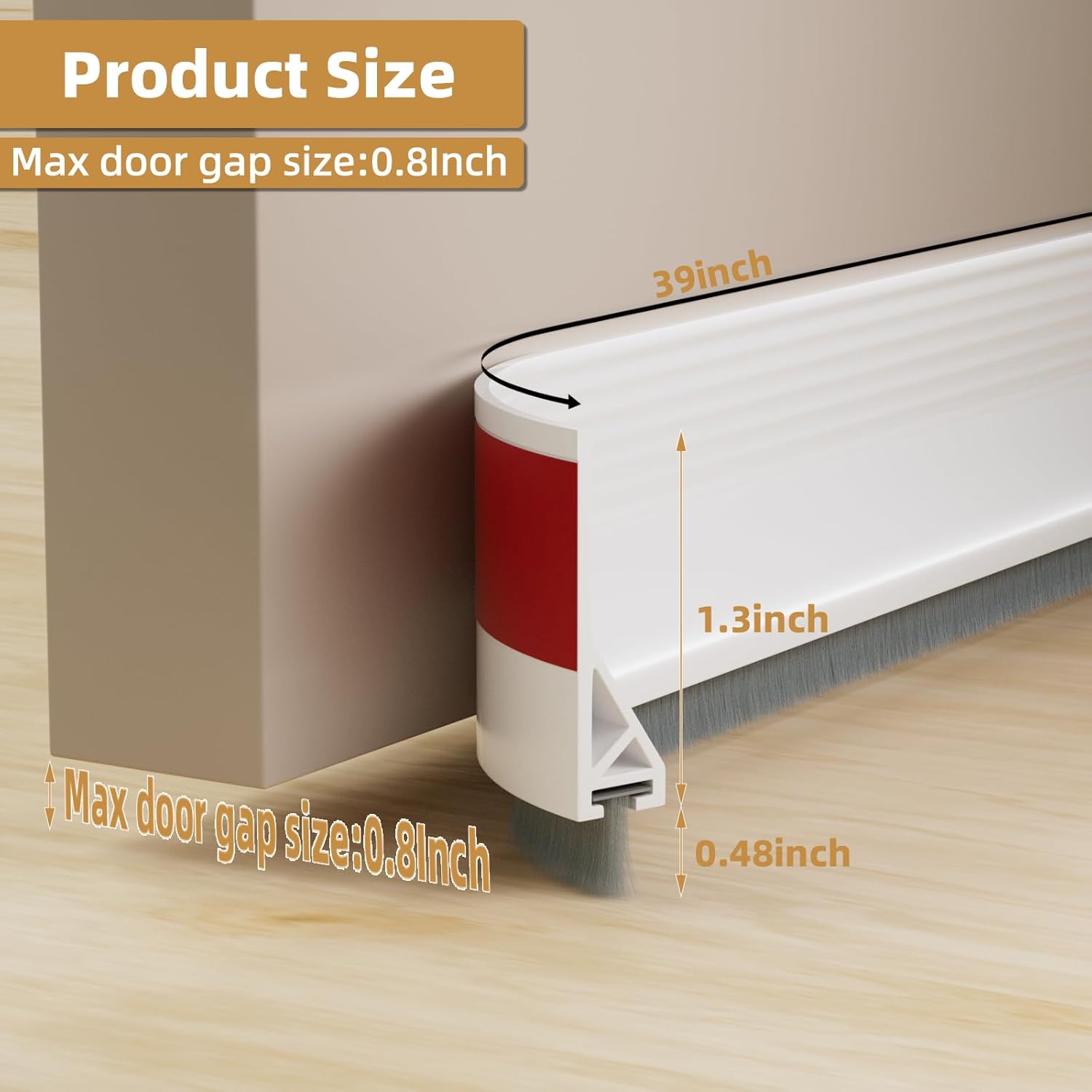 cuysfead 39 Inch Door Draft Stopper with Brush White