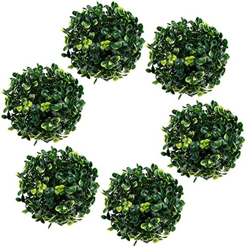 Azure Zone Pack of 6 4 Inch Artificial Boxwood Topiary Plants