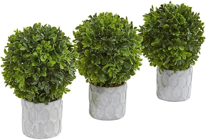Nearly Natural 9in Boxwood Artificial Mini Topiary Set of 3