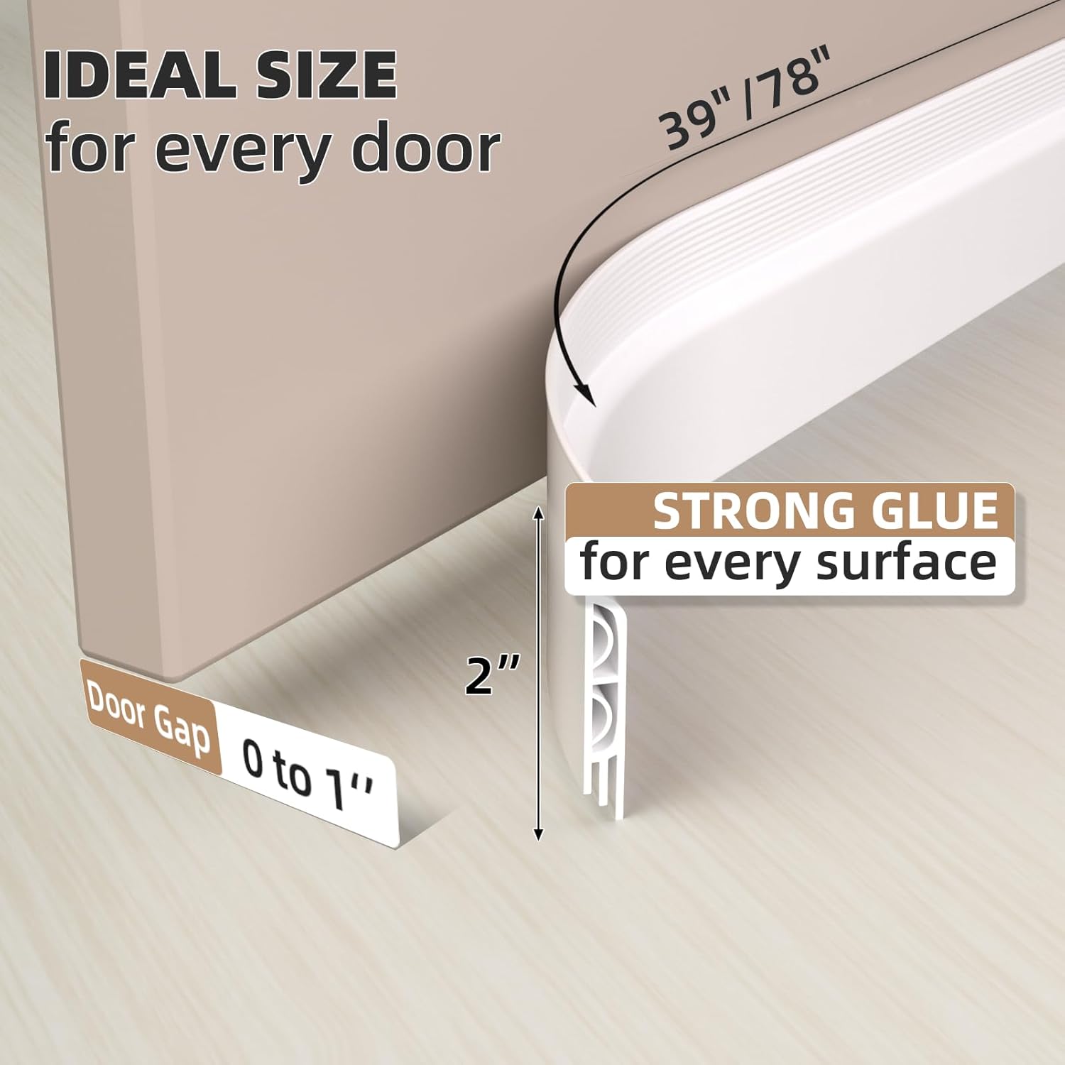 39 Inch White Under Door Draft Stopper Soundproof Barrier
