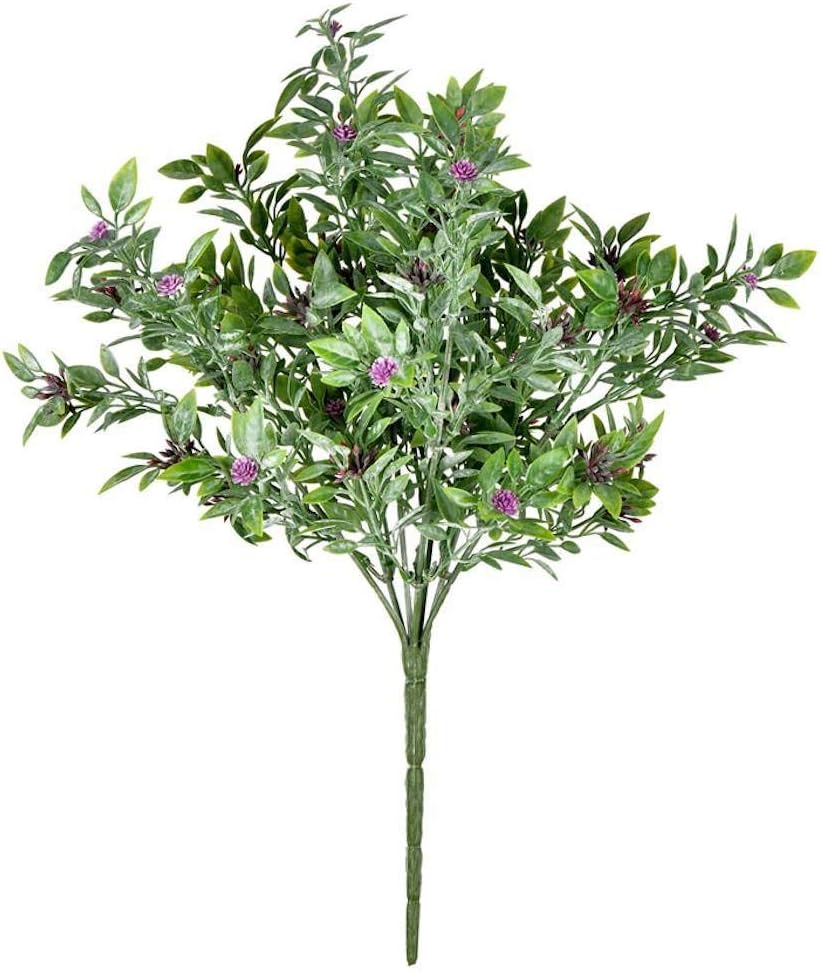 13 Purple Wild Flower Green Bush Artificial UV Pk2