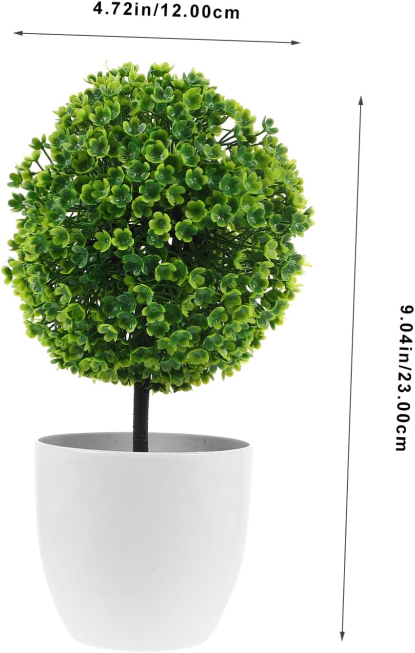 2Pcs Green Plastic Flower Ball Artificial Topiary Decor