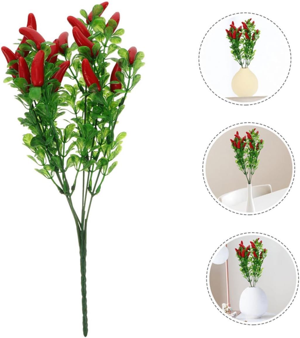 2Pcs Lifelike Artificial Chili Pepper Branches for Home Decor