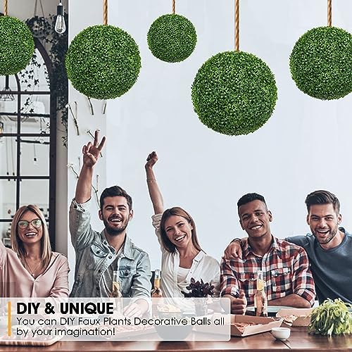16 Inch Artificial Boxwood Topiary Set of 2 with UV Resistant Leaves