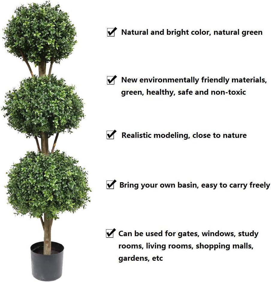 56 Inch Boxwood Triple Ball Artificial Topiary Tree
