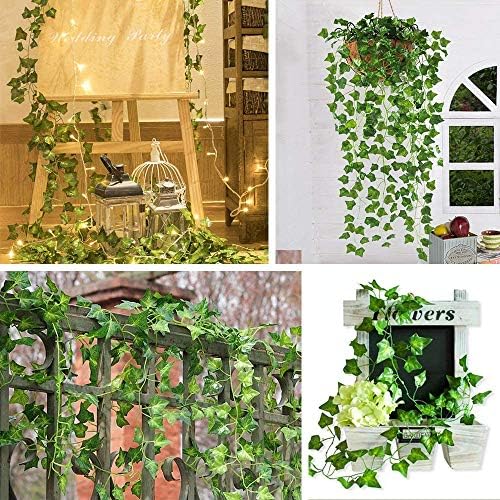CQURE 14 Pack Artificial Ivy Garland 98 Ft UV Resistant Leaves