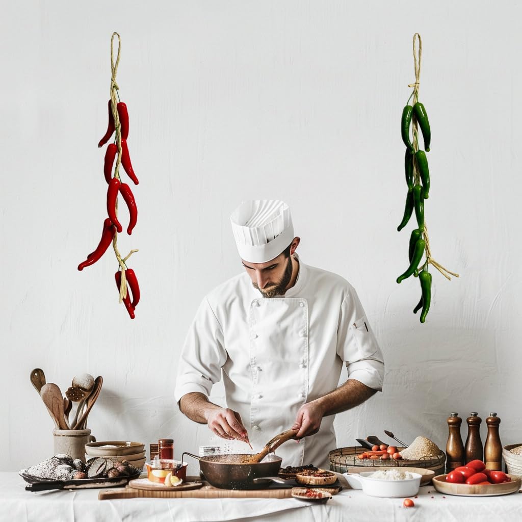 2 Strings Artificial Chili Pepper Hanging Decor