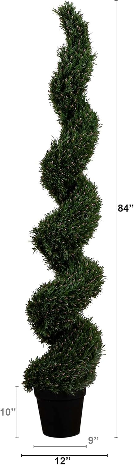 Nearly Natural 7ft UV Resistant Artificial Rosemary Spiral Topiary Tree