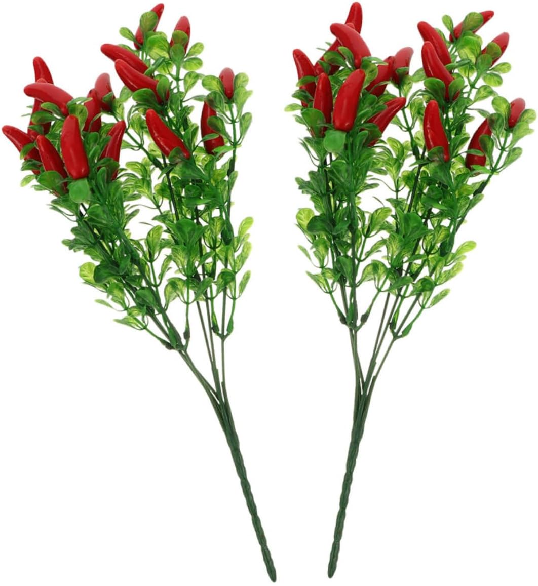 2Pcs Lifelike Artificial Chili Pepper Branches for Home Decor