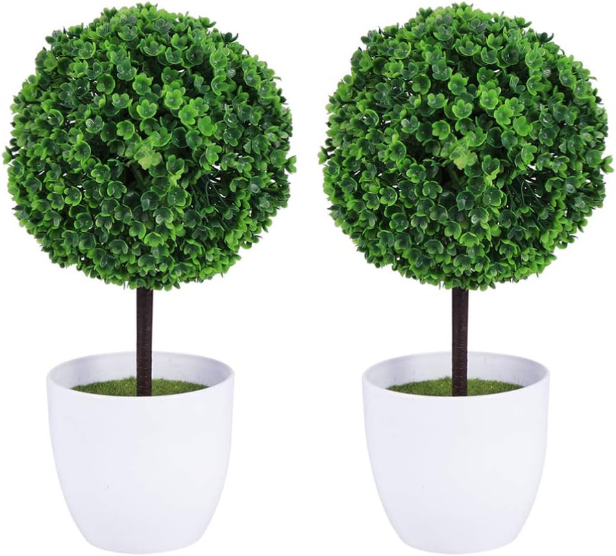 EXCEART 2pcs Artificial Topiary Trees for Home Office