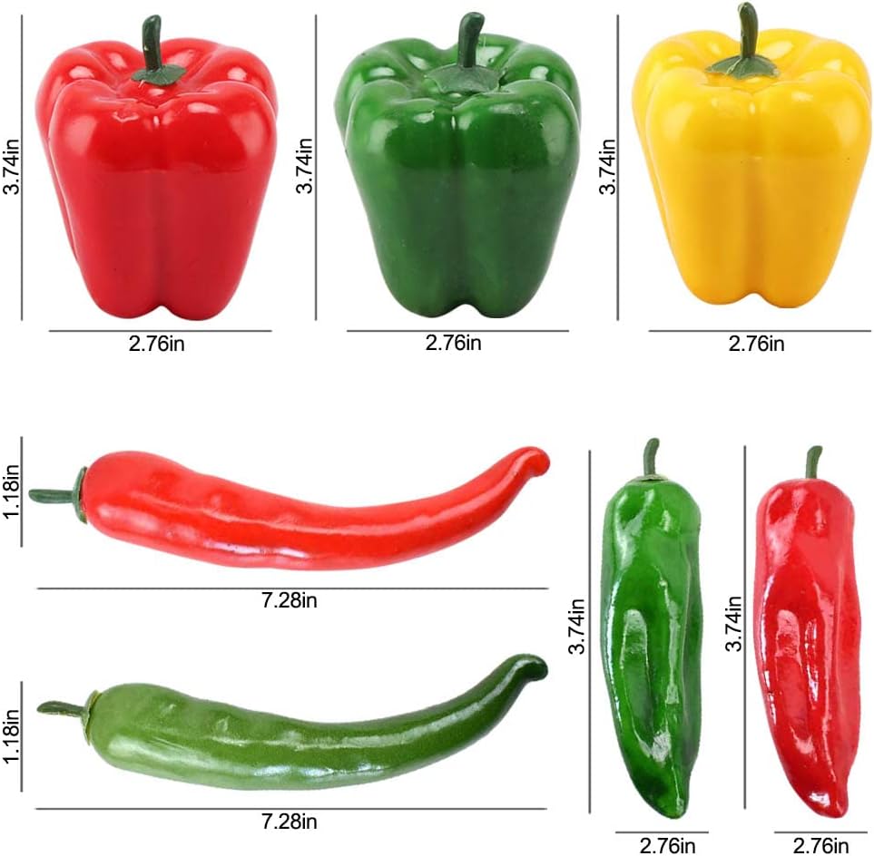 VIOKKO 10Pcs Artificial Bell Peppers and Chili Peppers Set