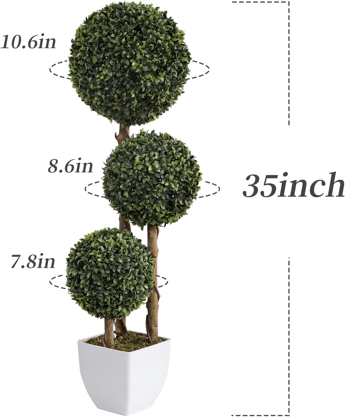 Damomo Artificial Triple Ball Boxwood Topiaries 3ft Fake Tree 2 Pieces