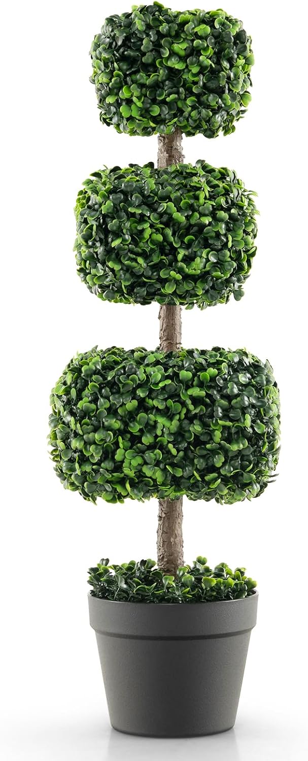 Goplus 35 Inch Artificial Boxwood Topiary Tree