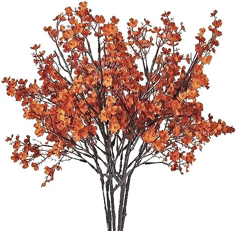 Mandys Burnt Orange Artificial Babys Breath Flowers 6 Bundles