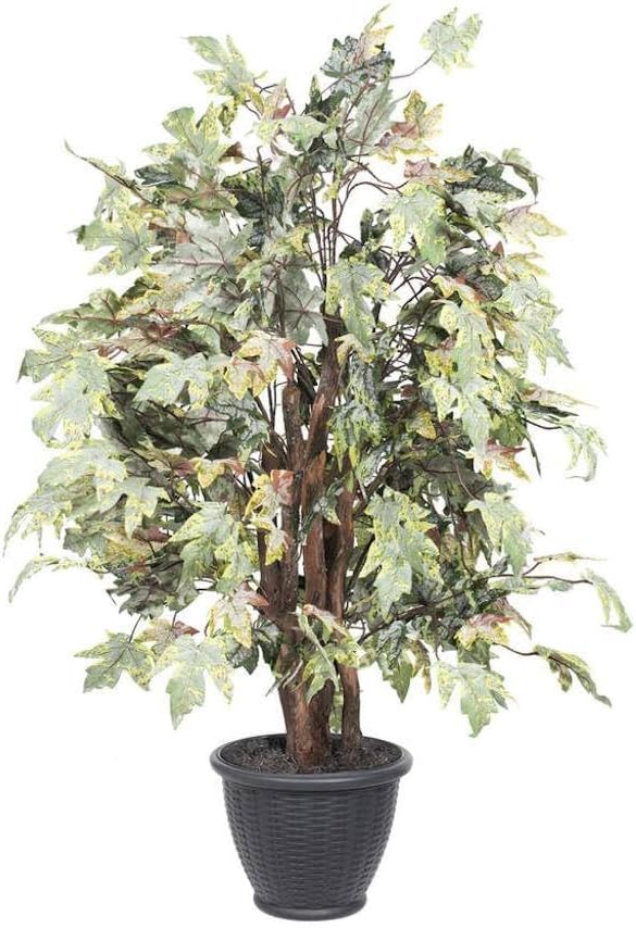 Vickerman 4 Foot Frosted Maple Artificial Bush with Gray Container