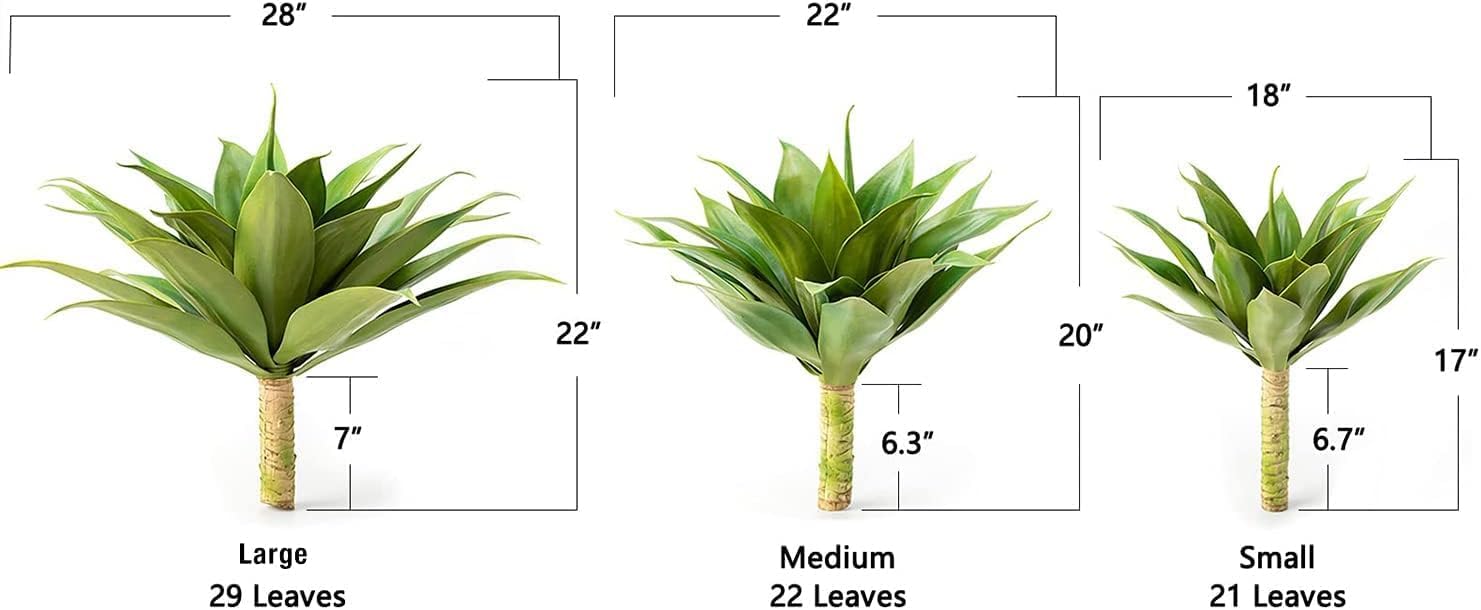 Velener Artificial Agave Plant Set 28 Inch UV Resistant