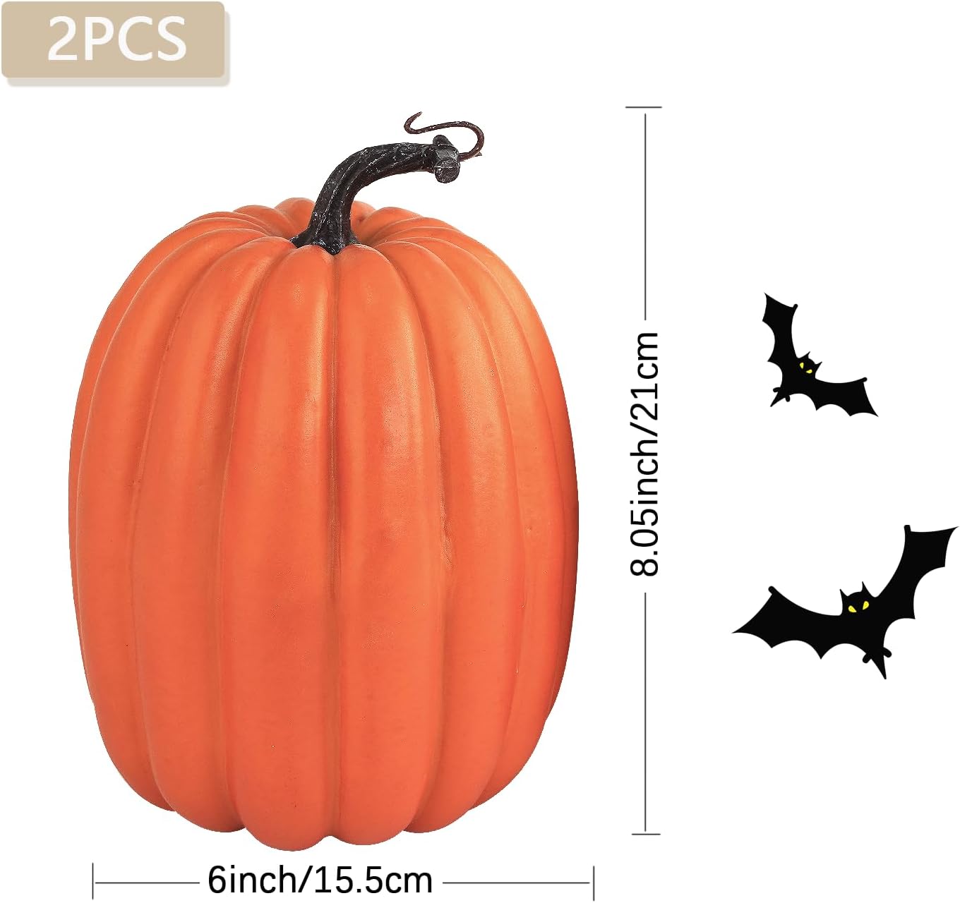 Artmag 8 Inch Artificial Pumpkins 2PCS Fall Decor
