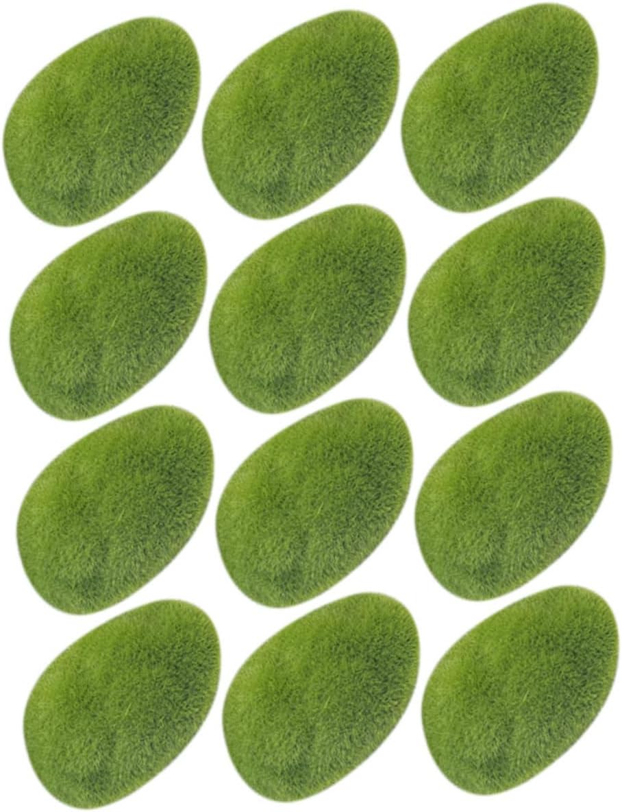12Pcs Artificial Mossy Stone Props for Garden and DIY Crafts