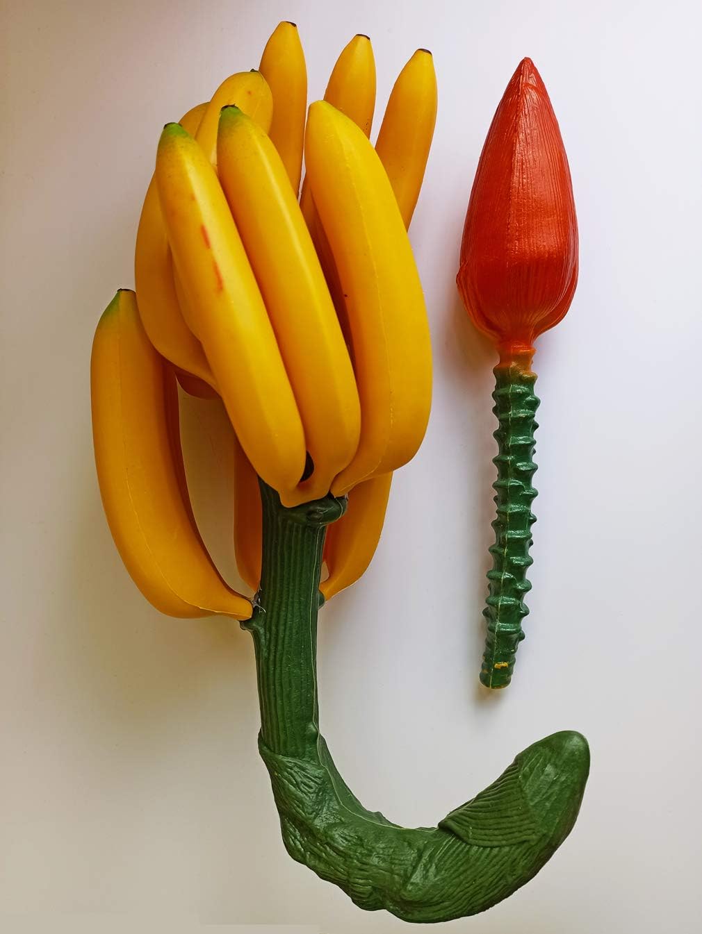 Zzooi Artificial Whole Banana Cluster Faux Bunch of Bananas with Stalk