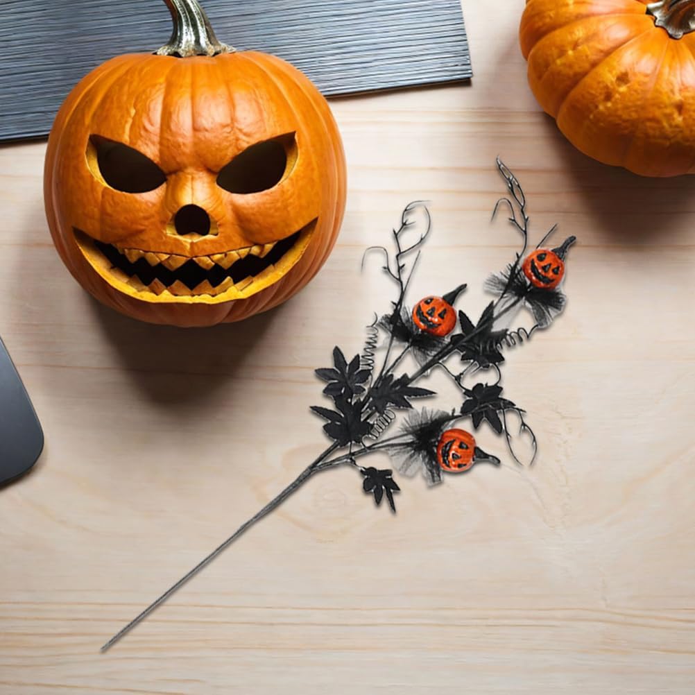 3pcs Artificial Maple Leaf Halloween Black Twigs Decor