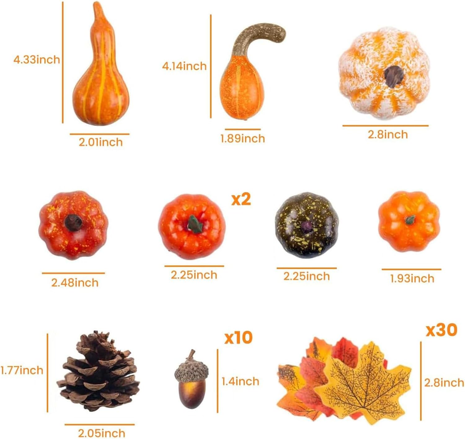 DomeStar 50PCS Artificial Pumpkins Gourds Fall Decor Set