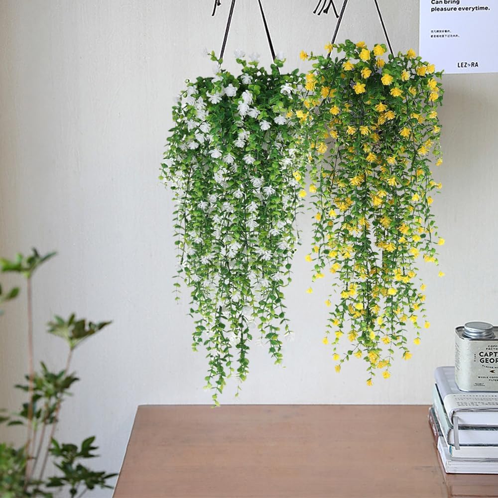 WEISPARK Artificial Hanging Flowers 4pcs White Garland