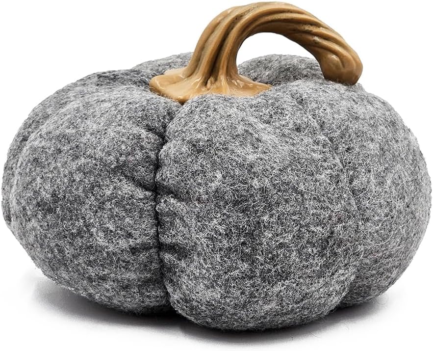 Seeye Set of 3 Gray Fabric Pumpkins Fall Decor