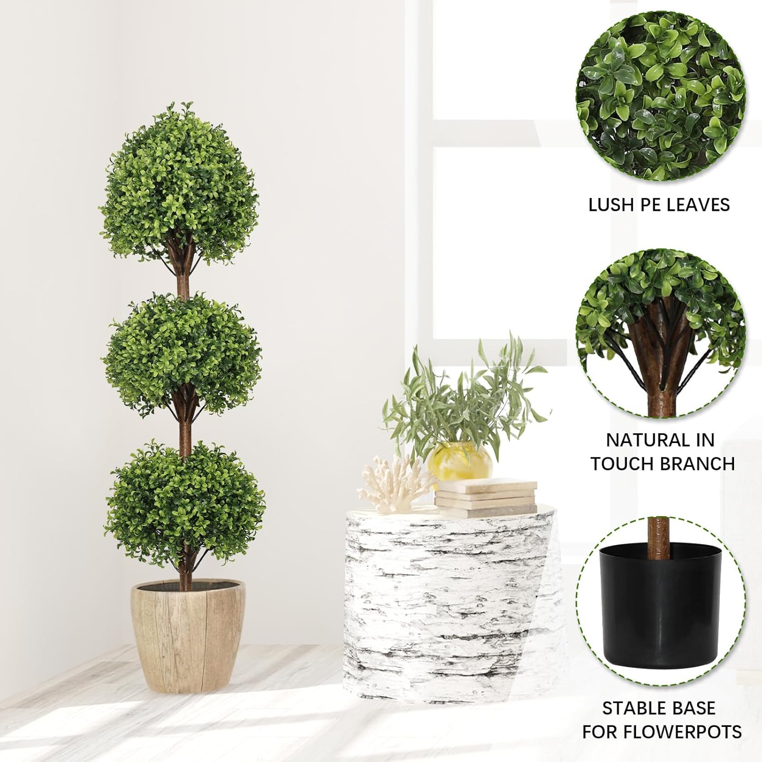 THE BLOOM TIMES 55 Inch Artificial Boxwood Topiary Set of 2