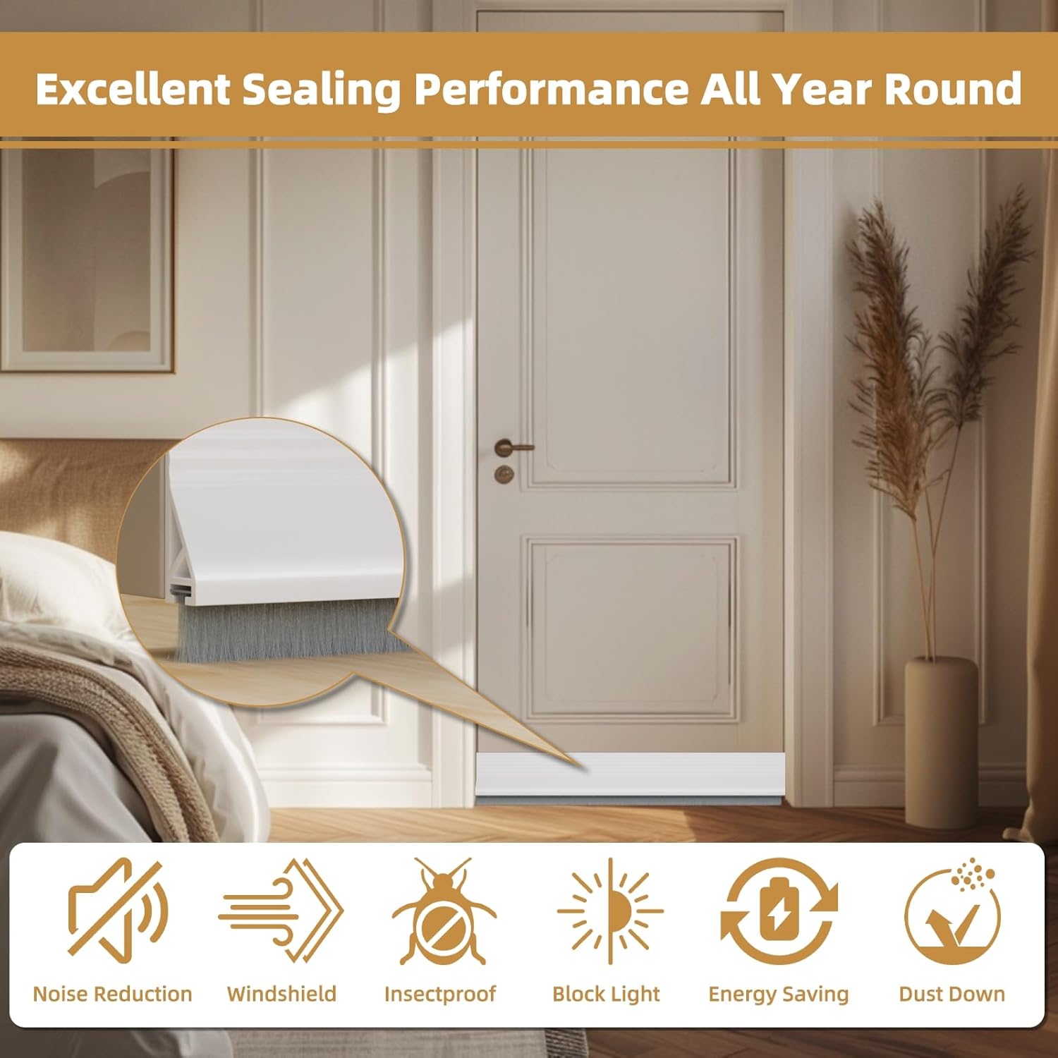 cuysfead 39 Inch Door Draft Stopper with Brush White