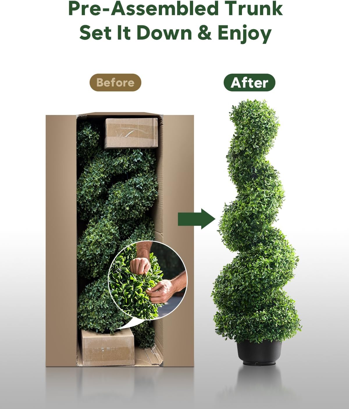 FutureNest Artificial Boxwood Topiary Trees 3ft 2 Piece Set