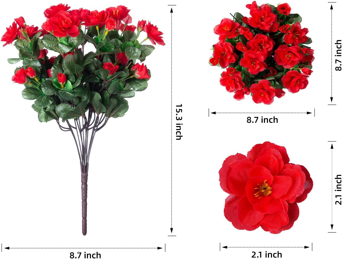 Faux Silk Red Camellia Flowers 3 Bundle Outdoor Decor
