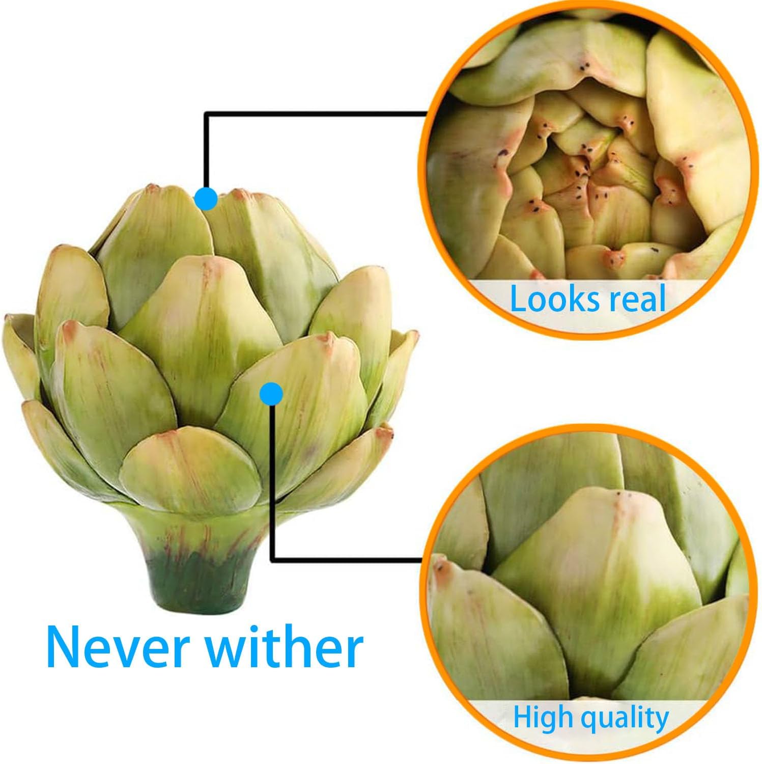 WESAPPINC 3Pcs Large Green Artificial Artichokes Decor
