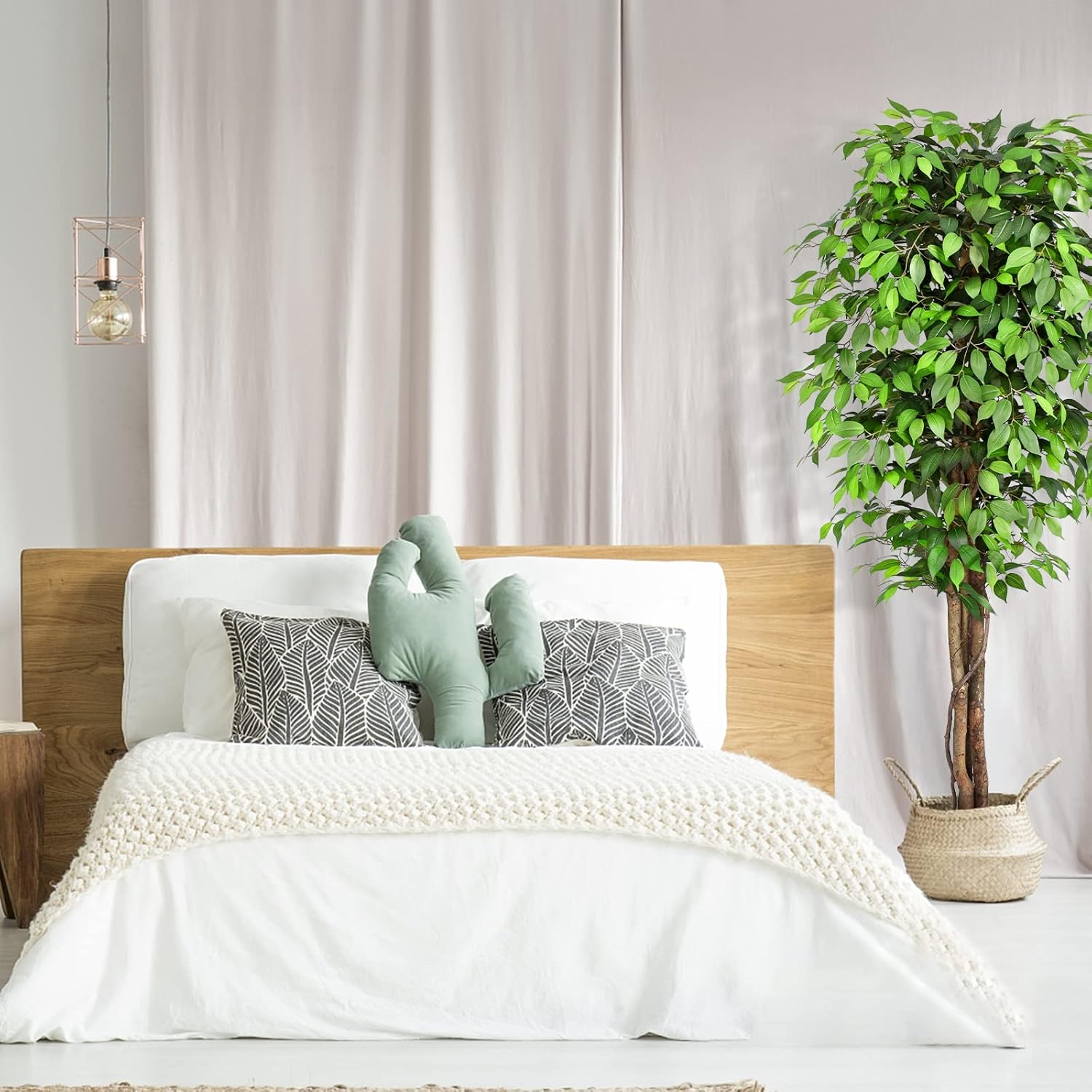 7ft Ficus Artificial Tree with Realistic Leaves and Moss