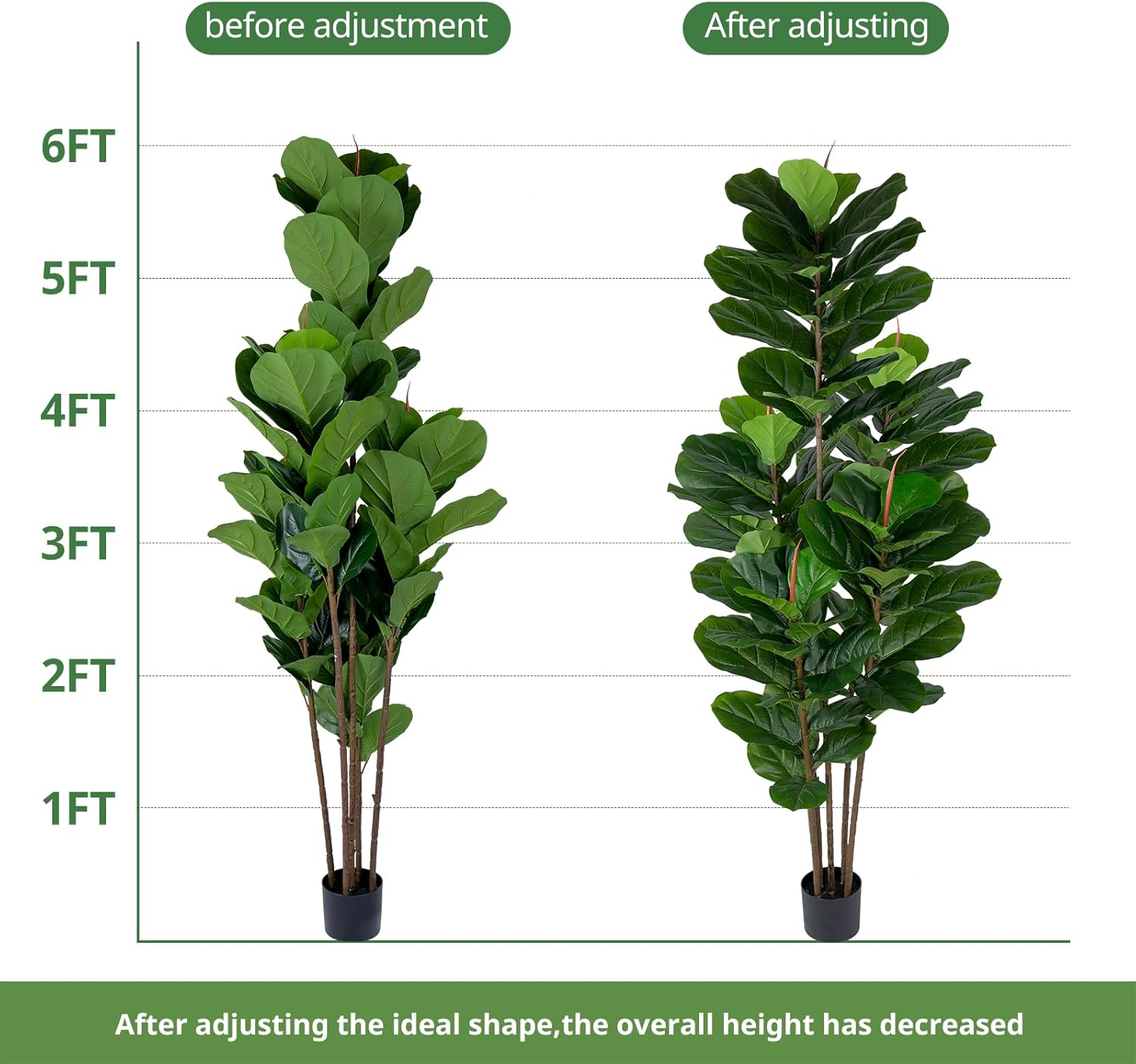 YEPDIN Faux Fiddle Leaf Fig Tree 6FT Artificial Plant