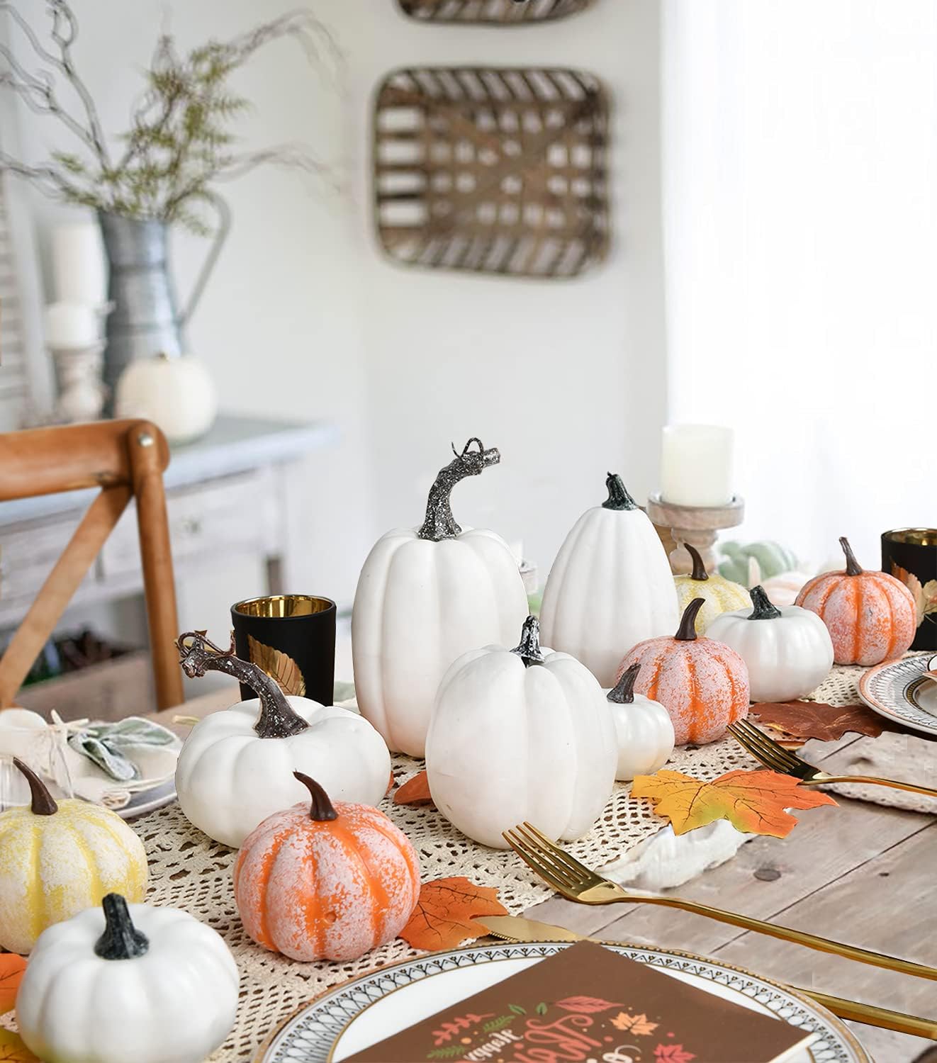 DearHouse 12 Pcs Artificial Pumpkins Fall Decoration Set
