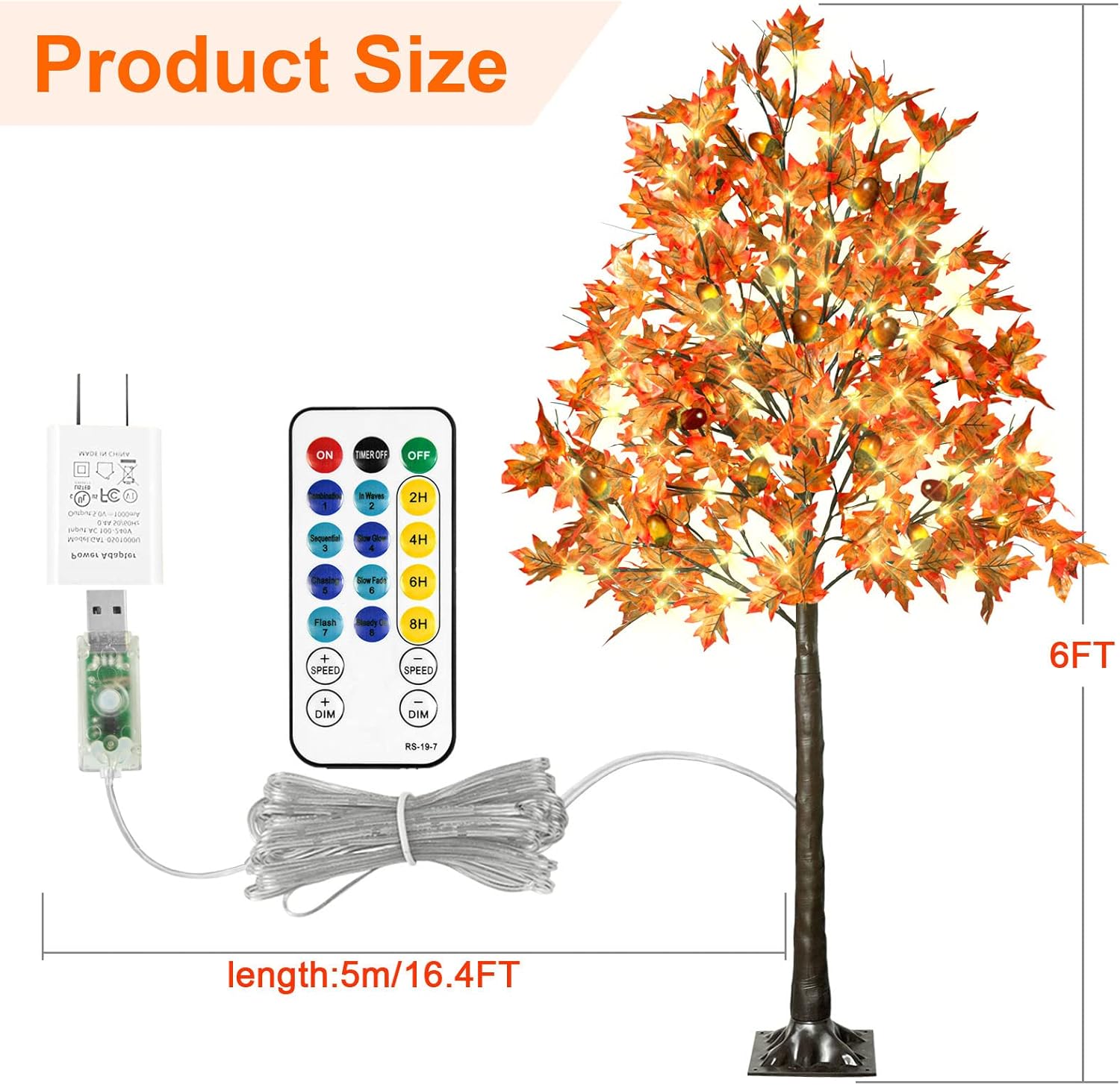 6FT Lighted Maple Tree with 130 LED Lights