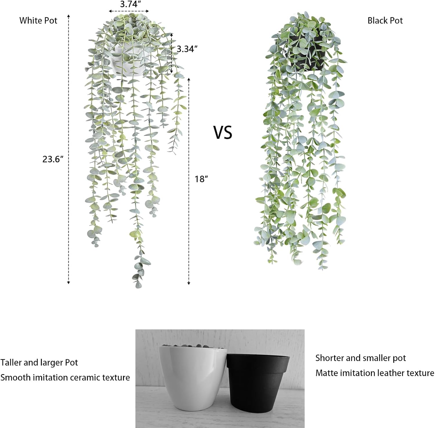 BACAMA Decorative Hanging Plants Faux Ivy Eucalyptus Vine
